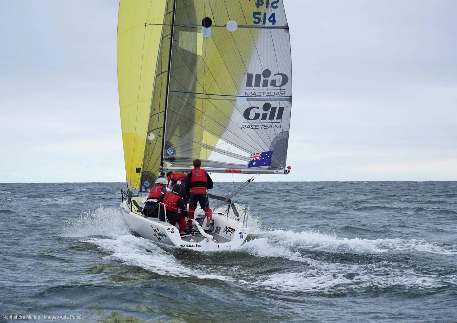 Melges 24 On Trailer, recently rejuvinated Sportsboat:Melges 24 AUS 514 down wind