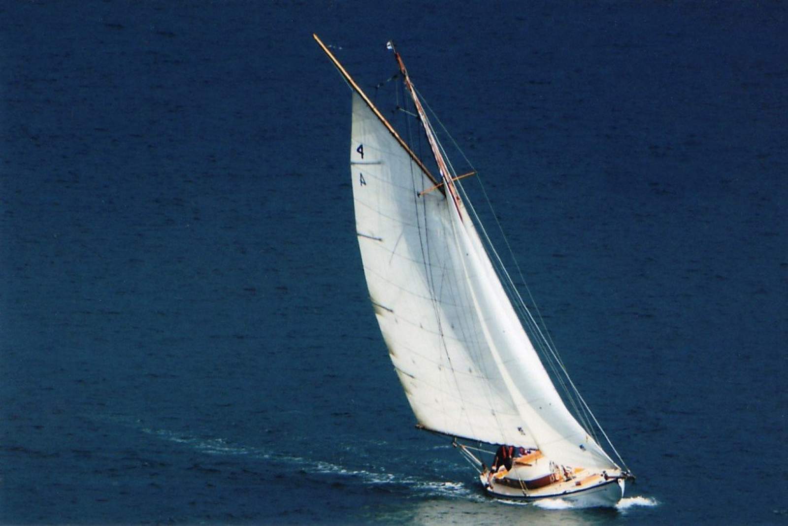 Gaff-rigged Huon pine Tasmanian One Design yacht