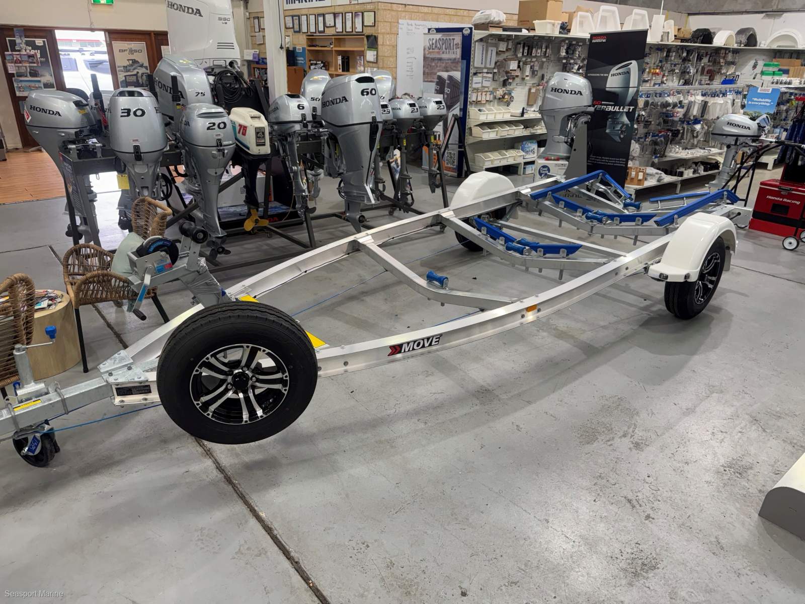 Move Alloy I beam boat trailer 1595 ATM Skid Style Braked suits 5-5.6M