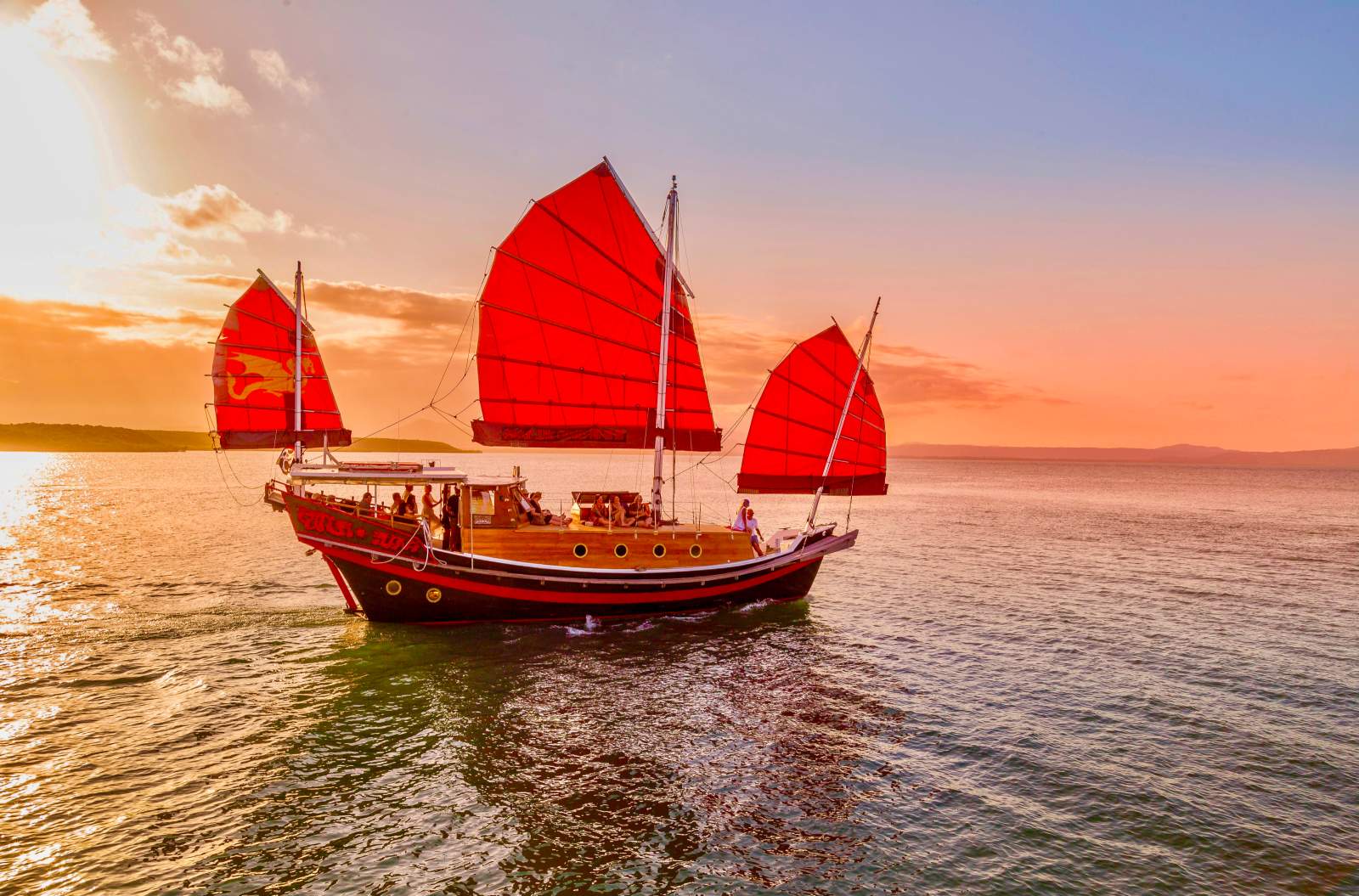 Sail Craft Original Chinese Junk Boat, 1969:Sunset Sailing