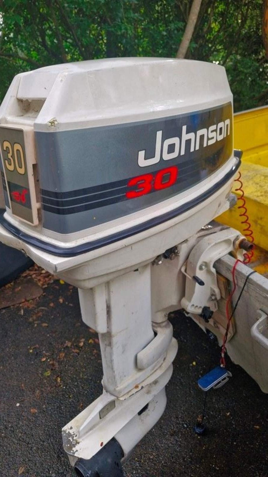 Quintrex runabout 30hp Johnson 2 stroke outboard on trailer