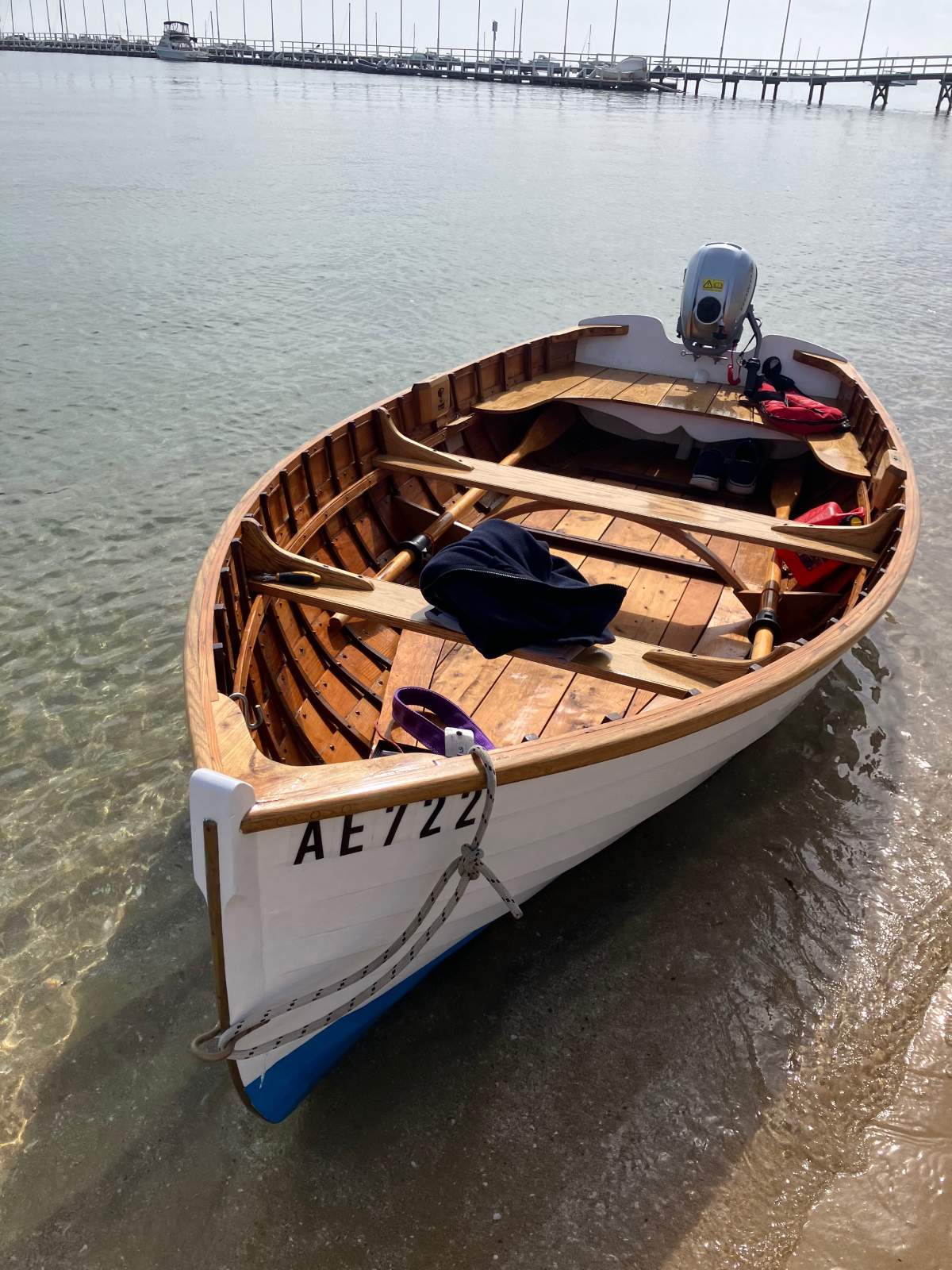 Classic Craft Timber dinghy with new outboard motor