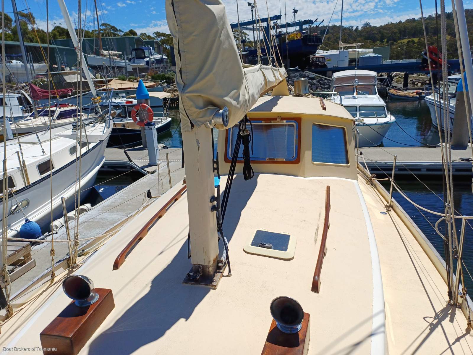 ALCAIRO Wilson Bros Pilothouse Motor Sailer Boat Brokers of Tasmania