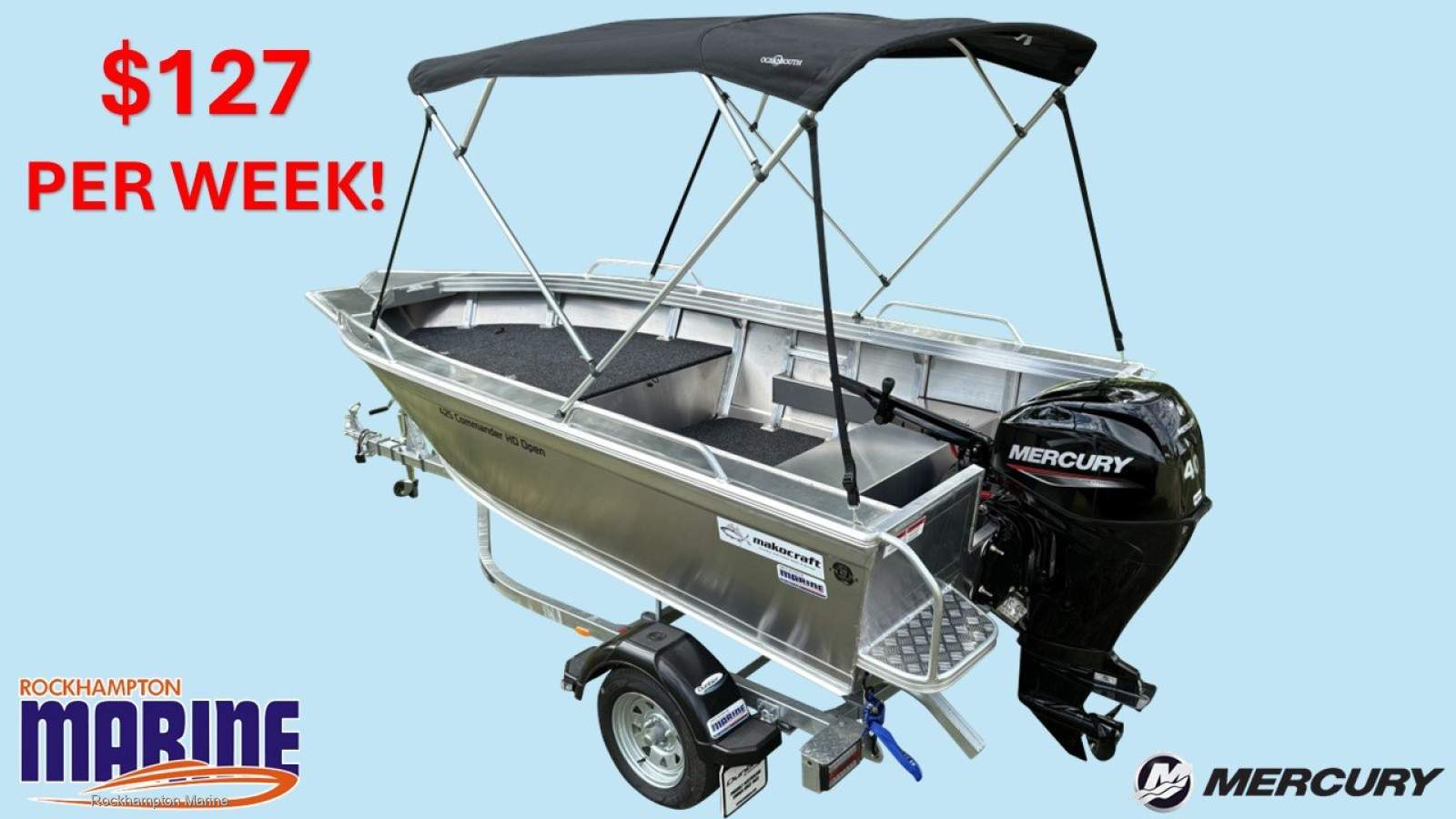 Makocraft 425 Commander HD Open + 40HP MERC B, M, T PACKAGE FROM ROCKHAMPTON MARINE!