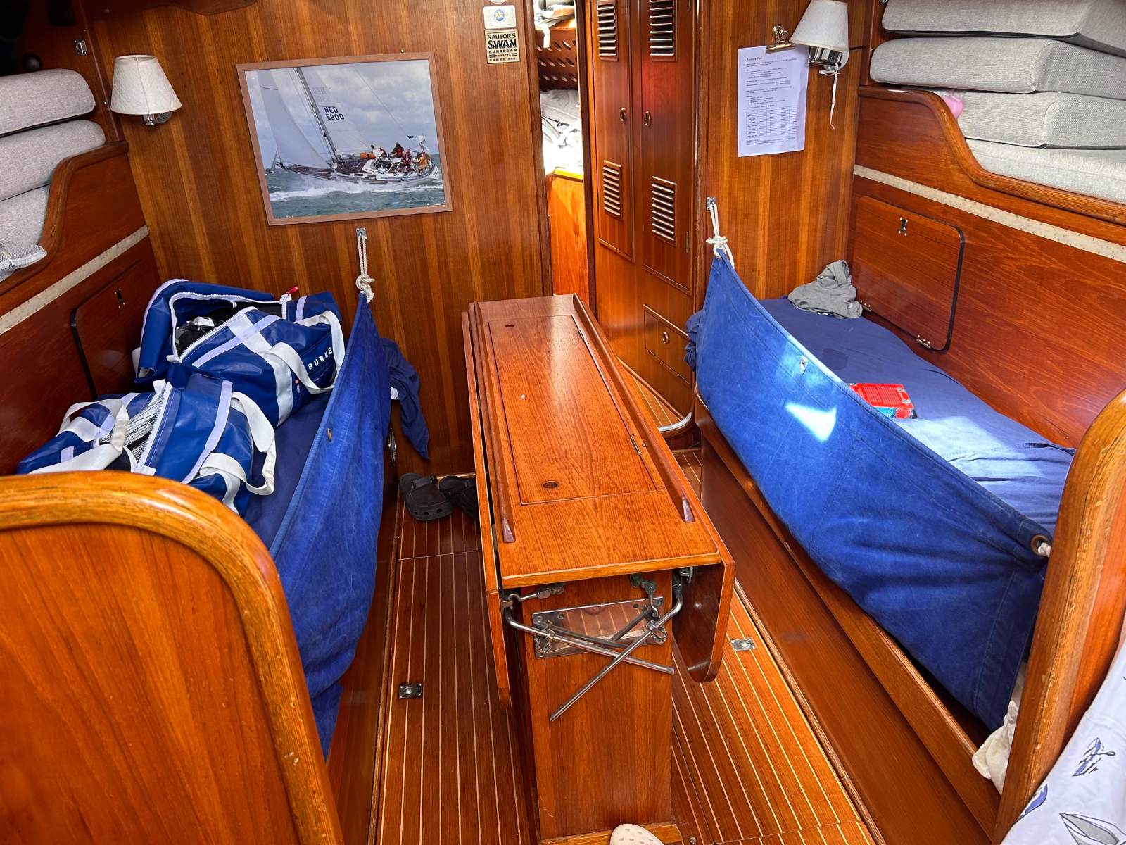 Nautor Swan Swan 38 S&S Hull 001 - perfection and beauty:Saloon with Sea Berths set up