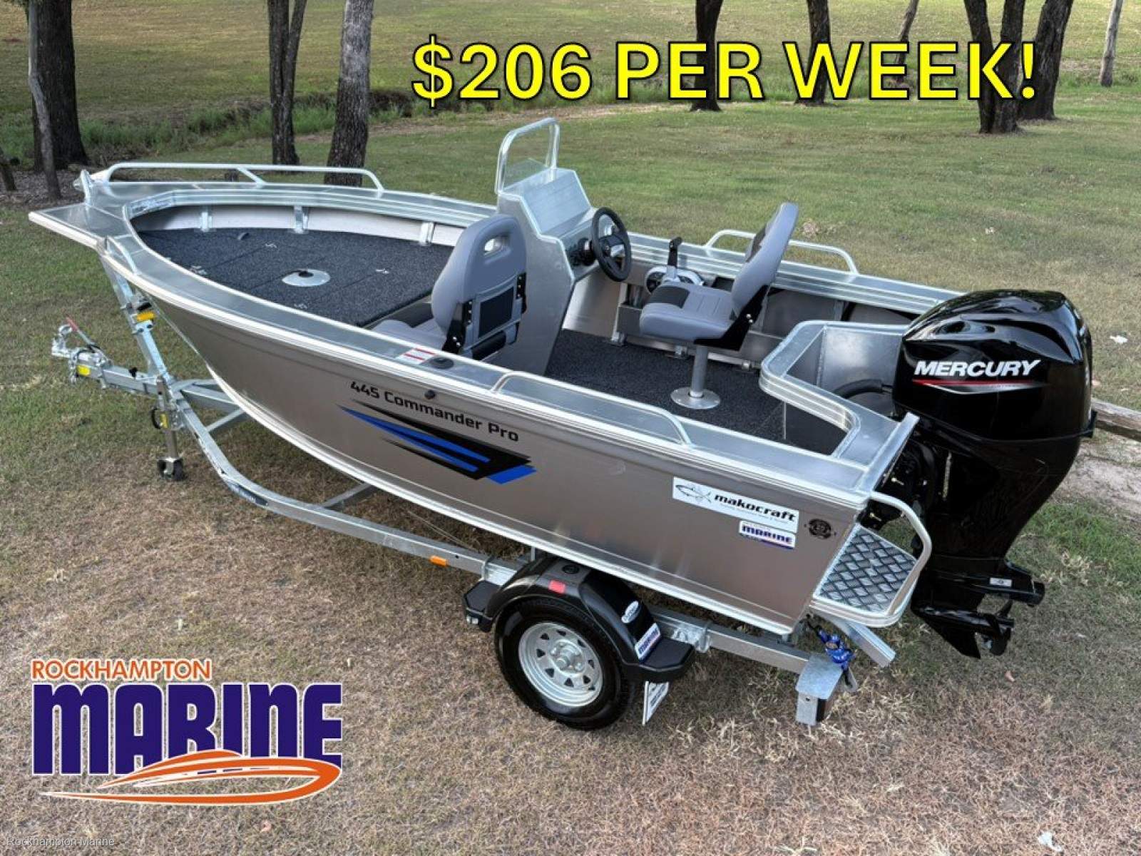 Makocraft 445 Commander Pro Side Console BOAT PACKAGE WITH 60HP MERCURY OUTBOARD!