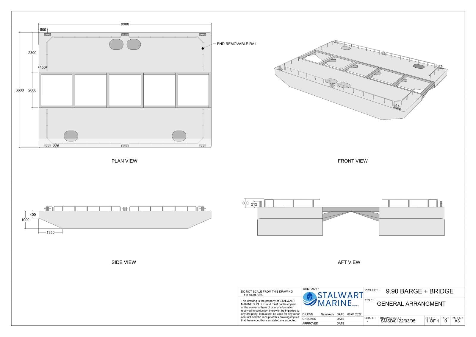 Stalwart Marine Barge - Deck Barge 9.9 x 4.6 - 2m bridge