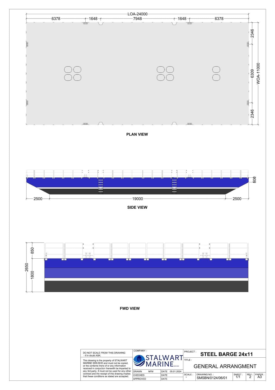 Stalwart Marine Barge - Non-sectional Deck Barge 24m