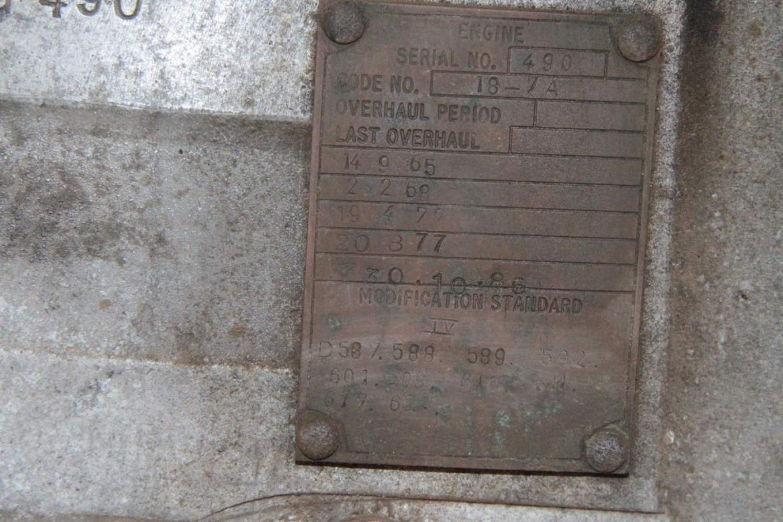 Napier-Deltic Marine:Engine Rebuild date plate