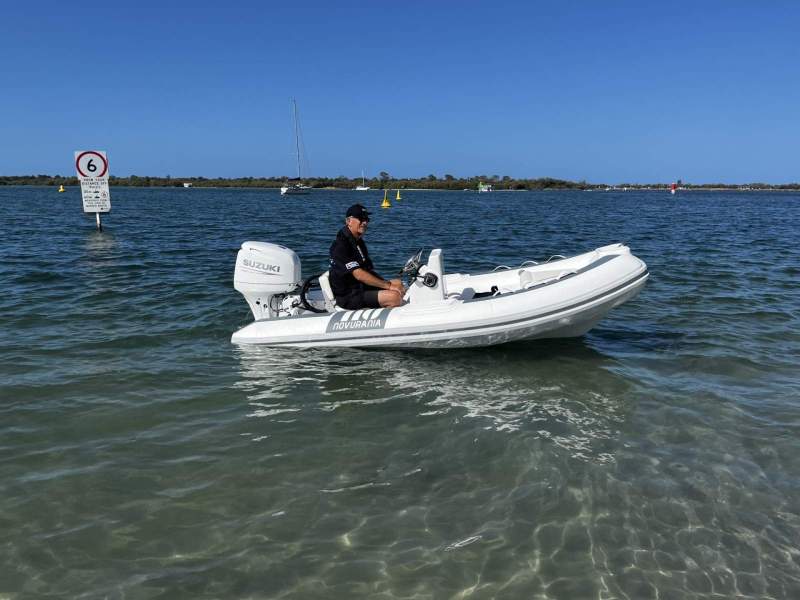 Novurania Deluxe Series 360 RIB Bow, and side boarding steps factory fitted