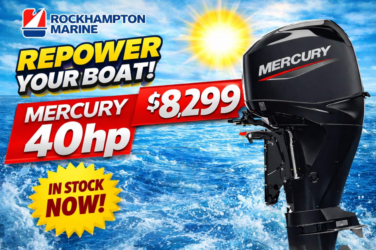 MERCURY 40HP - TILLER STEER - LONG SHAFT - >> ON SALE NOW!!