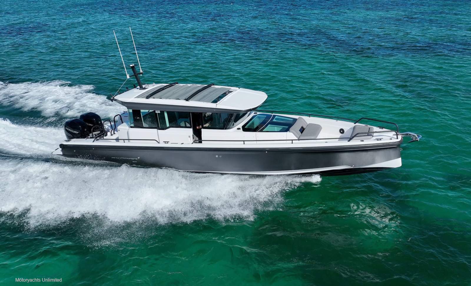 Axopar 37 XC Cross Cabin - Striking looking with metallic grey hull