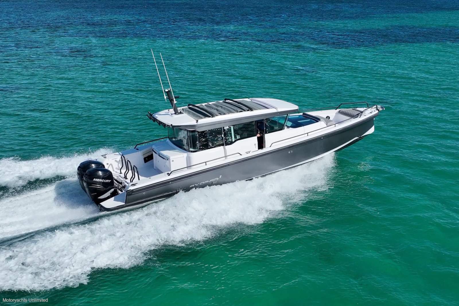 Axopar 37 XC Cross Cabin - Striking looking with metallic grey hull