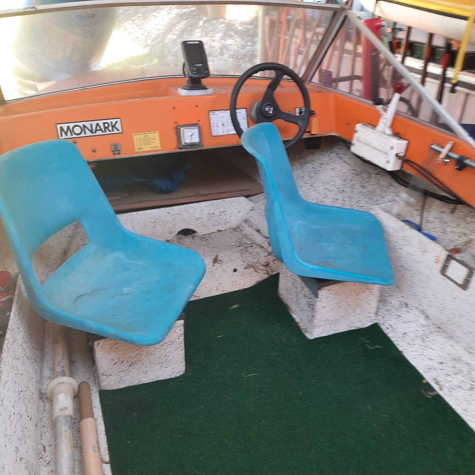 Monark 13ft runabout, galvanised trailer, 35hp outboard