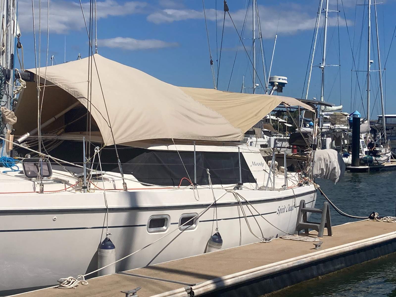 Moody Eclipse 43 Ocean Ready Deck Saloon with Dual Helm