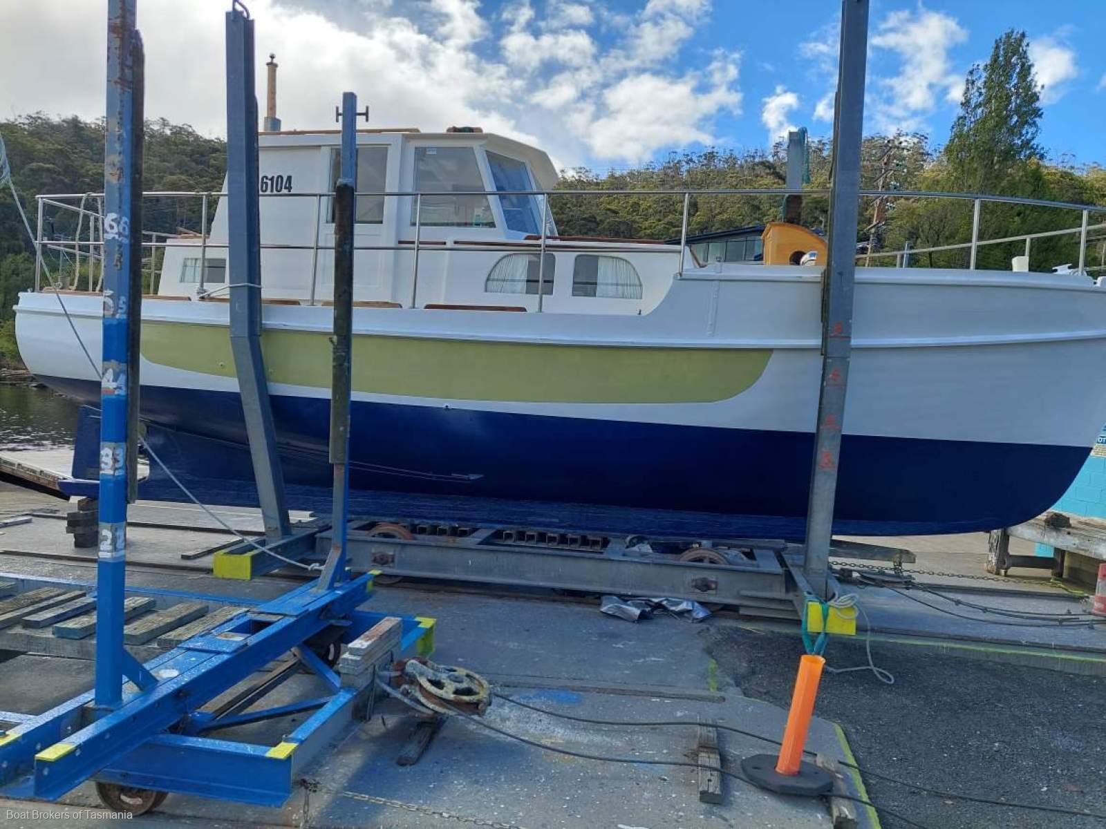 S'Shiffli Traditional Tasmanian motor Sailer. Rig removed Boat Brokers of Tasmania