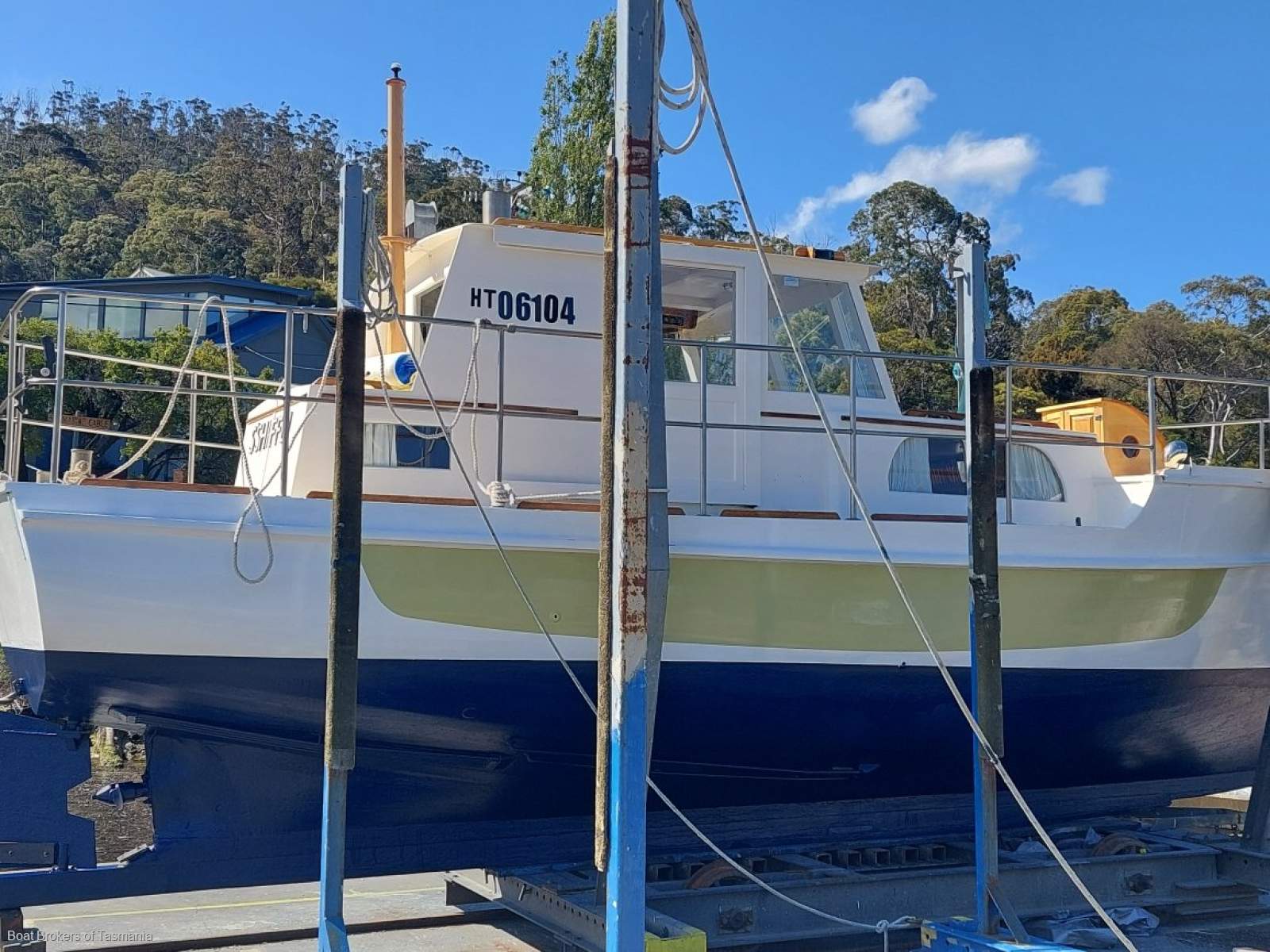 S'Shiffli Traditional Tasmanian motor Sailer. Rig removed Boat Brokers of Tasmania