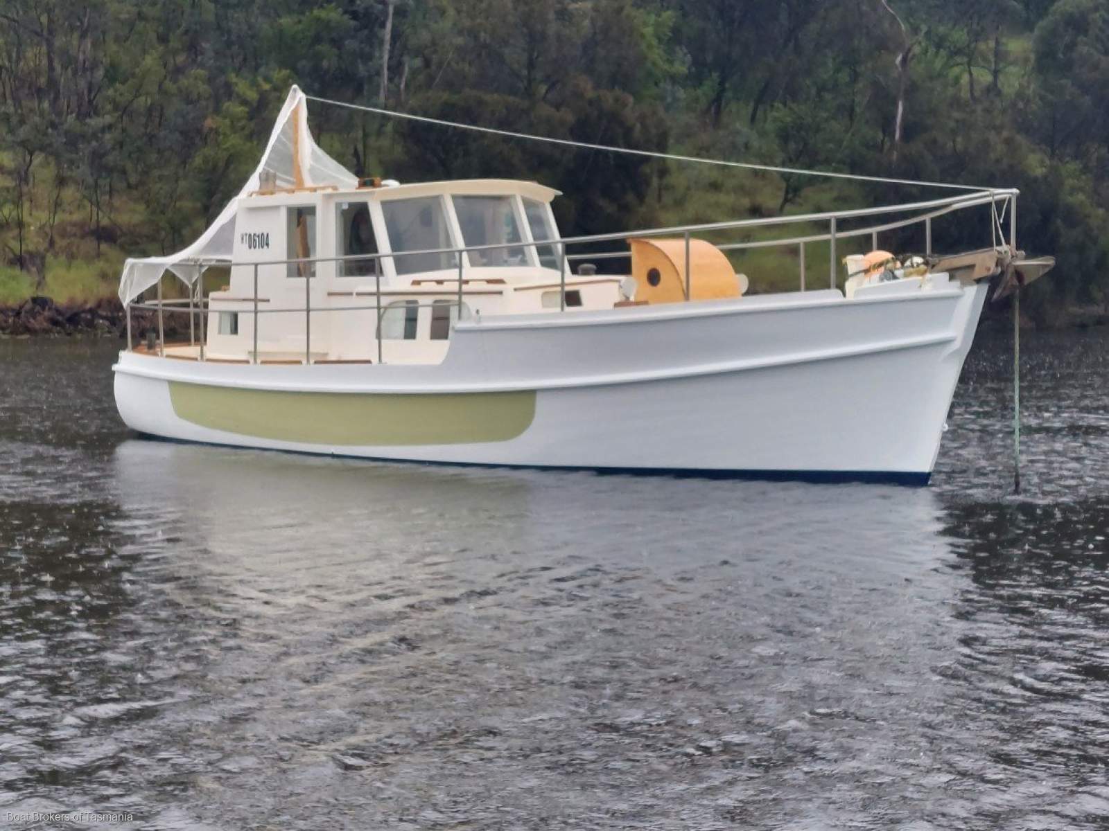 S'Shiffli Traditional Tasmanian motor Sailer. Rig removed Boat Brokers of Tasmania