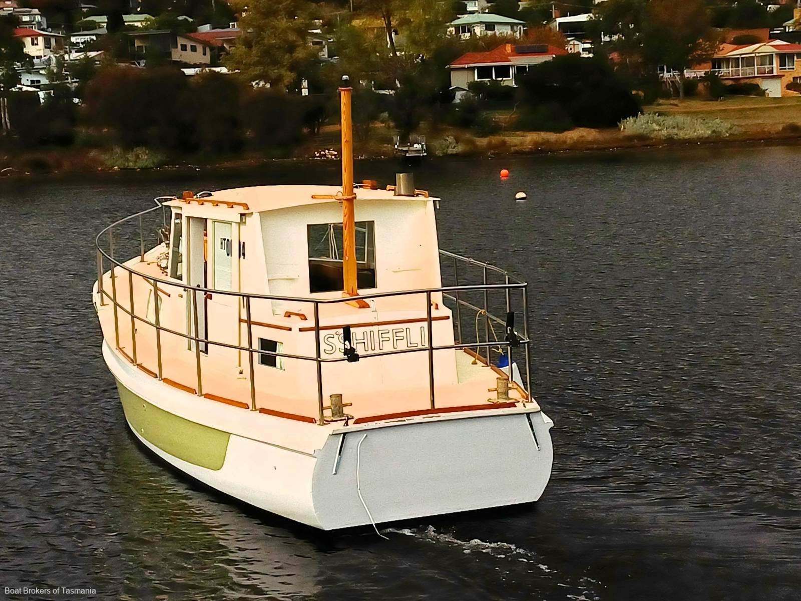S'Shiffli Traditional Tasmanian motor Sailer. Rig removed Boat Brokers of Tasmania