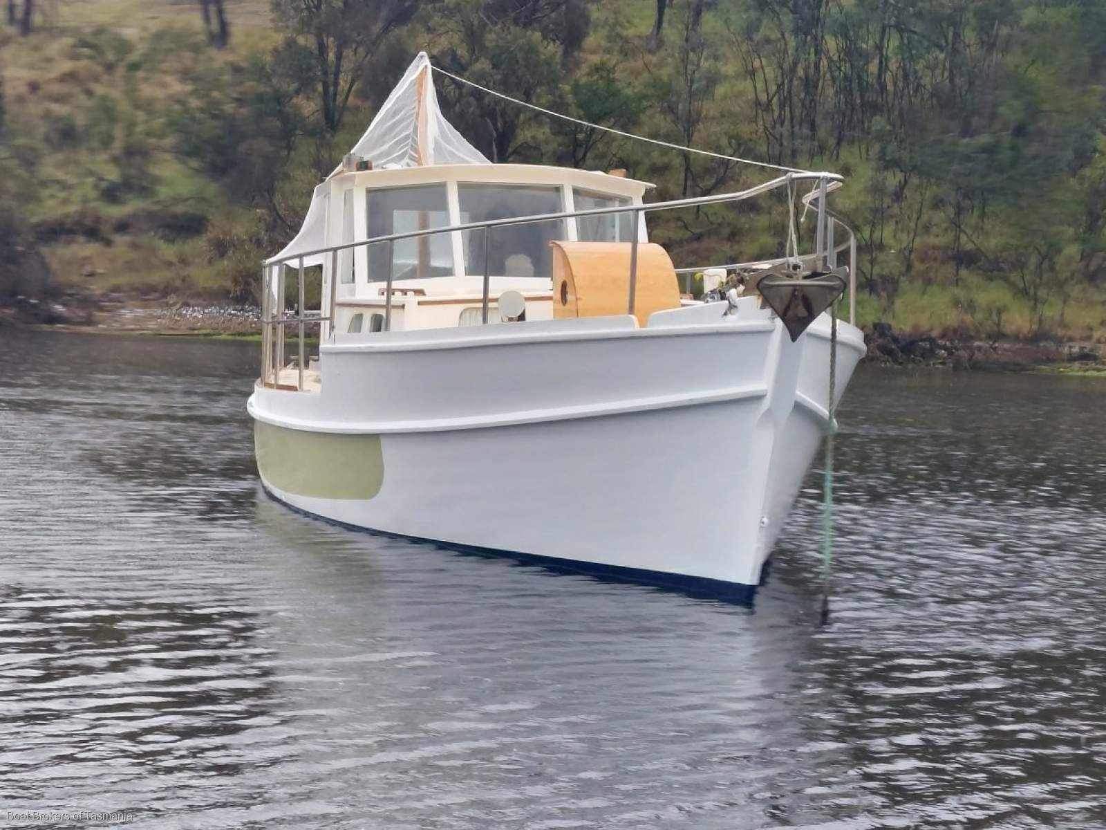 S'Shiffli Traditional Tasmanian motor Sailer. Rig removed Boat Brokers of Tasmania