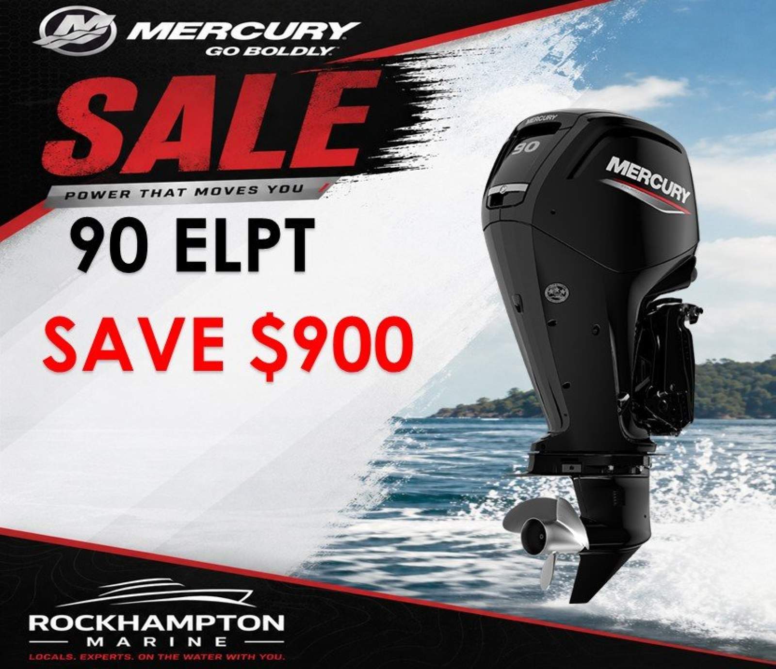 MERCURY 90ELPT - ELECTRIC START - TRIM & TILT - LONG SHAFT - FWD CONTROL