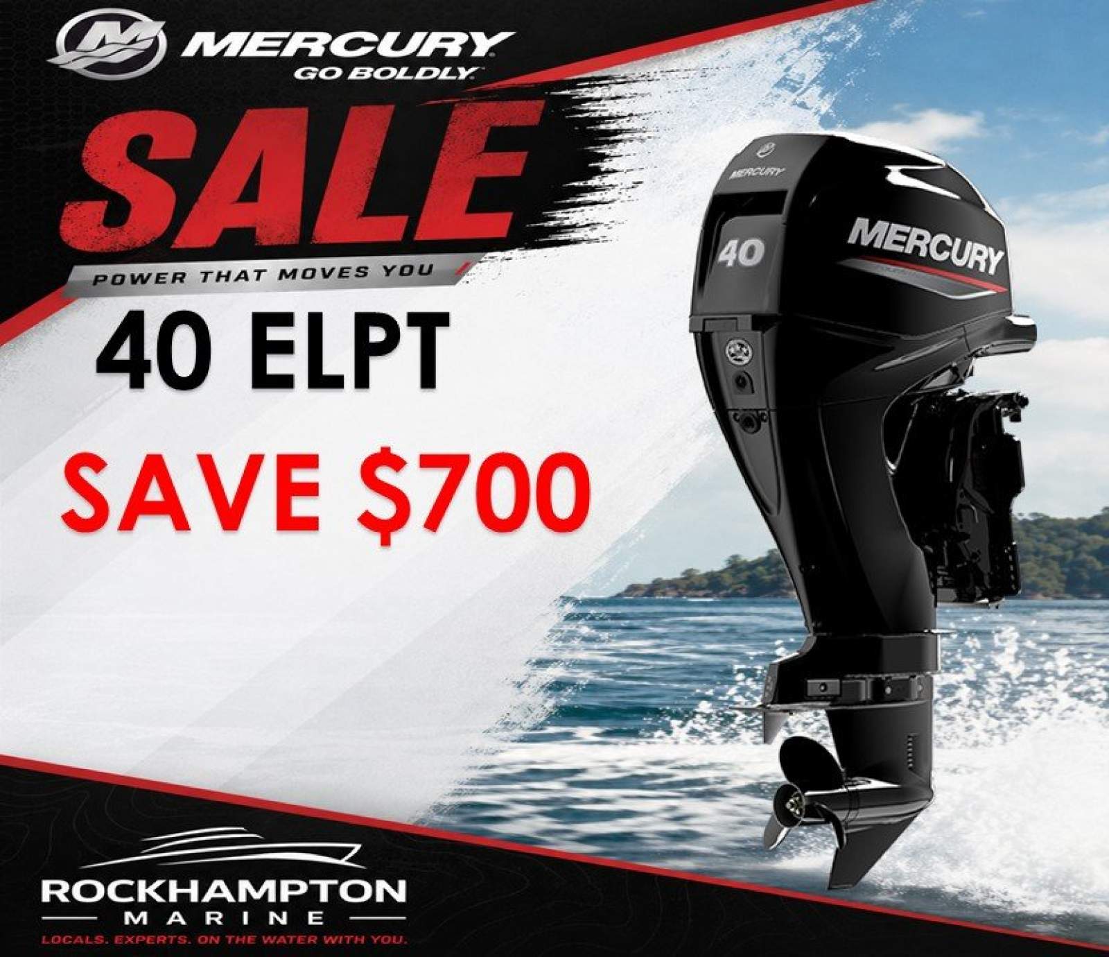 MERCURY 40ELPT - ELECTRIC START - TRIM & TILT - LONG SHAFT - FWD CONTROL