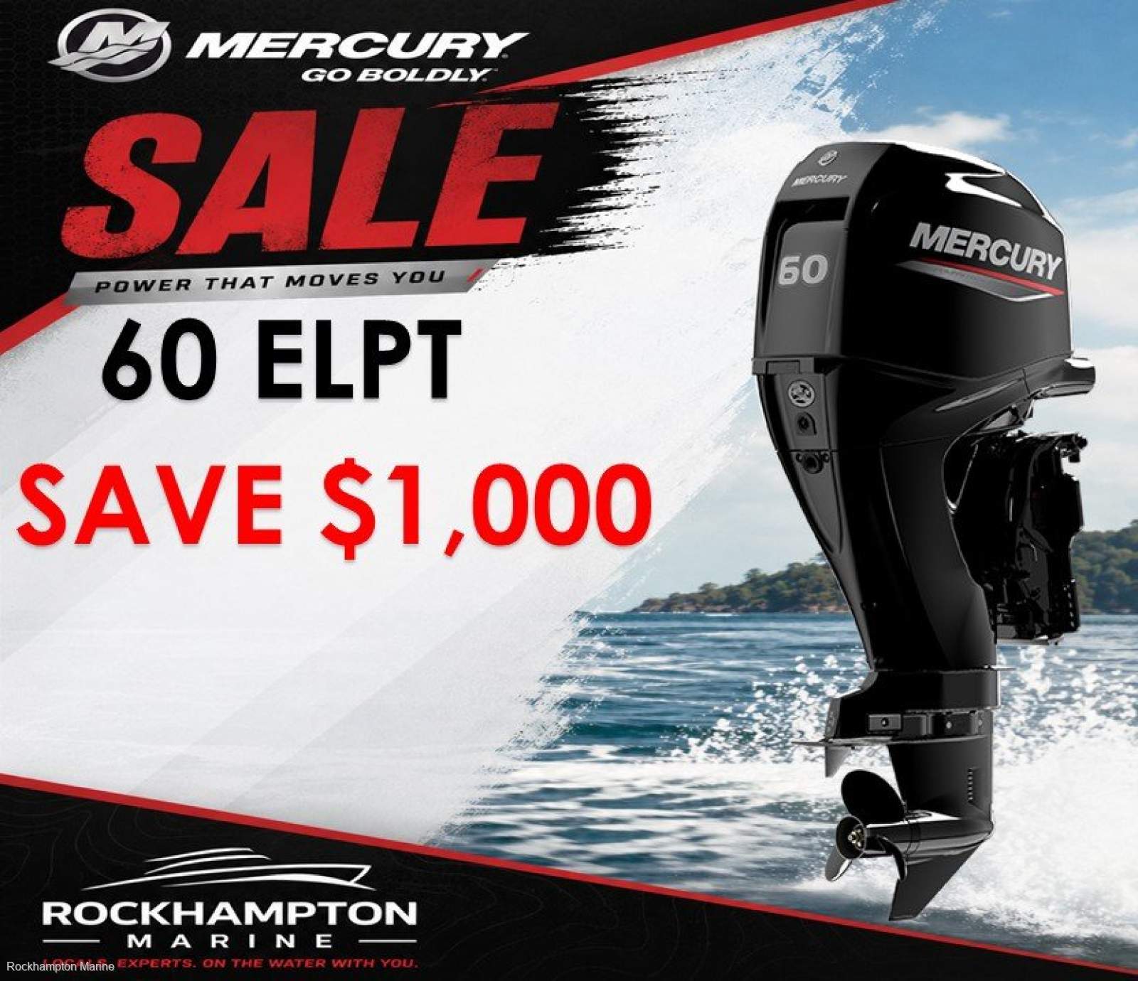 MERCURY 60ELPT - ELECTRIC START - TRIM & TILT - LONG SHAFT - FWD CONTROL