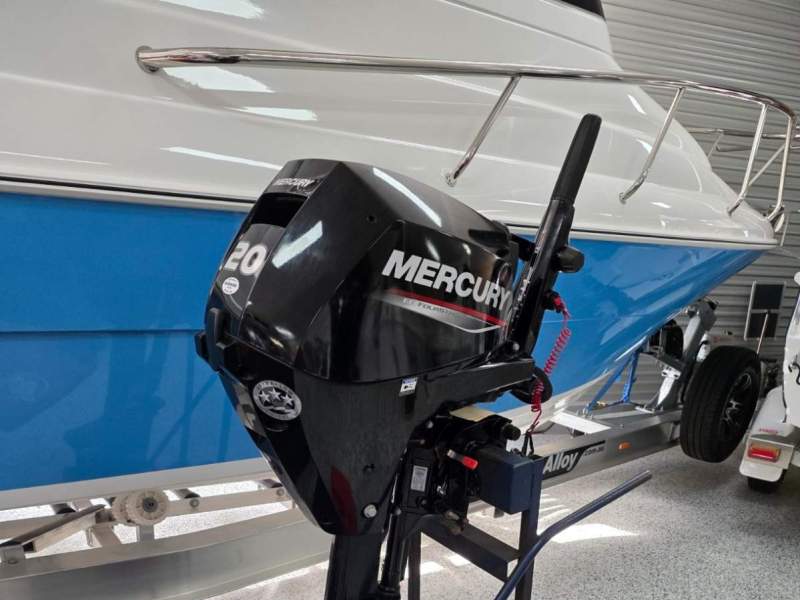 20hp Mercury four stroke long shaft, 2024,34hrs
