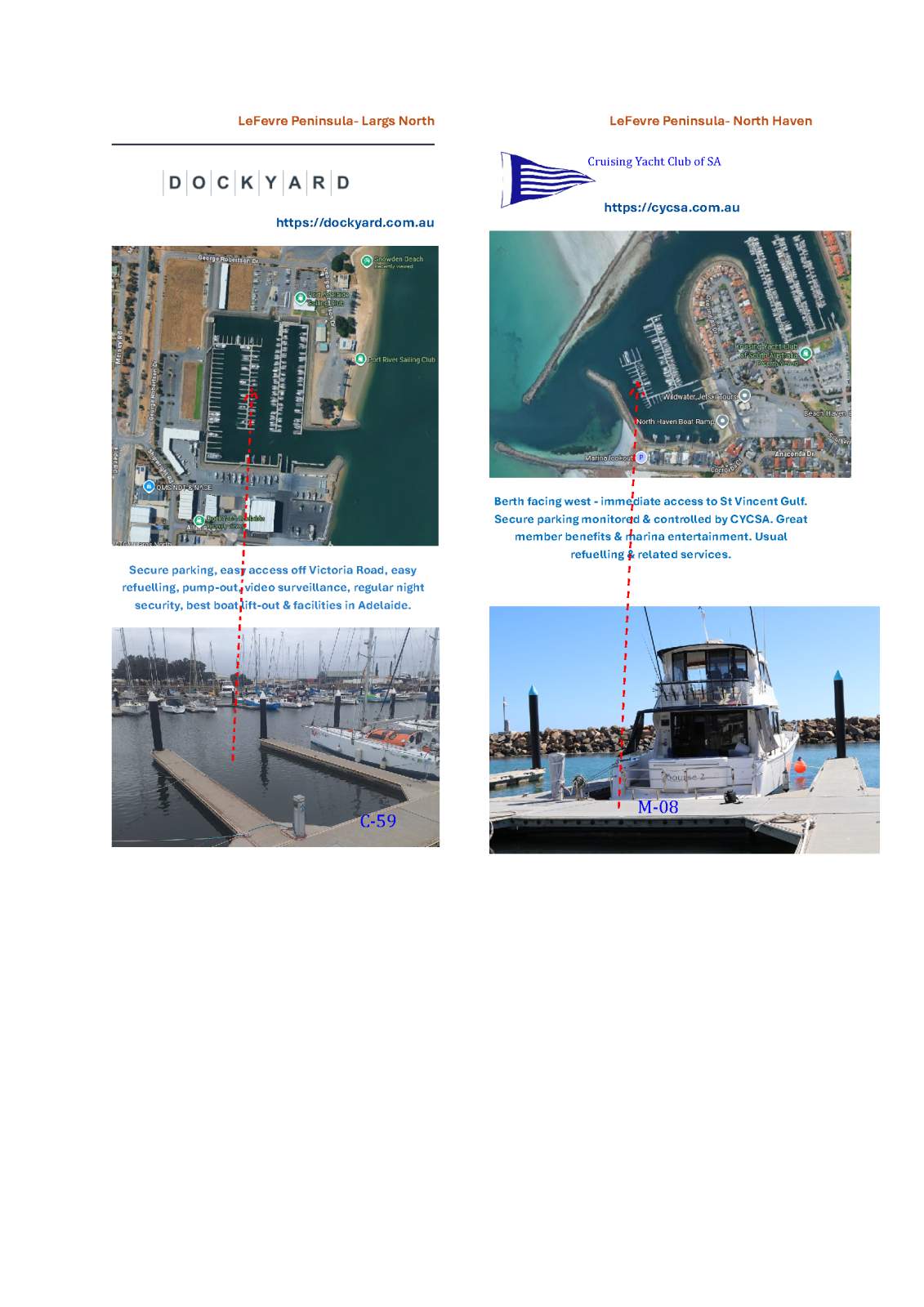 Marina BERTHS (2) Lefevre Peninsula - South Australia