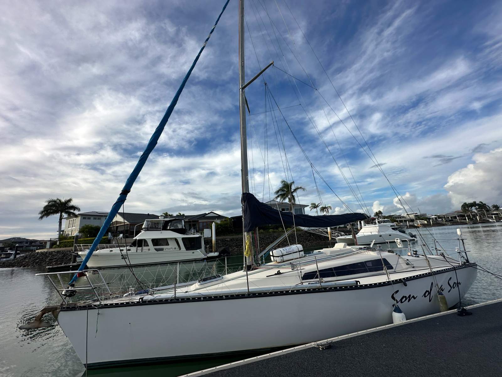 Farr 1104:Son of a Son at her berth, Raby Bay