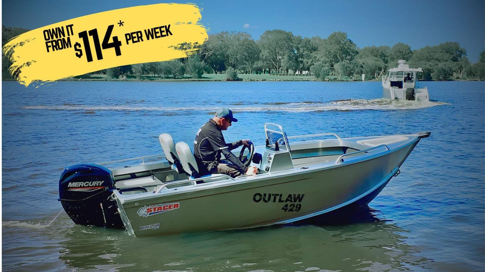 Stacer 429 Outlaw Side Console 2026 Stacer 429 Outlaw SC 50hp Mercury BMT:Stacer Aluminium 429 Outlaw Side Console Mercury 50HP Fourstroke Stacer Aluminium Trailer