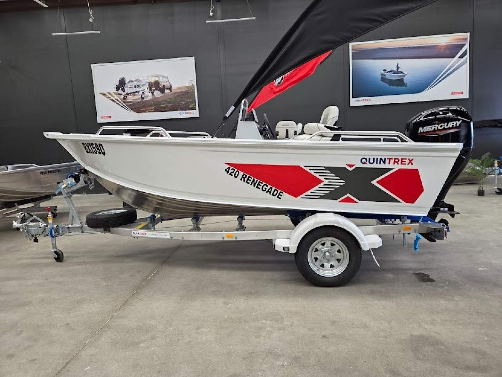 Quintrex 420 Renegade SC 2 months old - 1.4 hours - plus optional extras:Renegade 4.2 side console plus 749 alloy trailer
