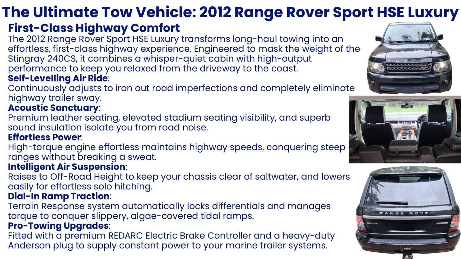 Stingray 240CS Cruiser + Tender + Range Rover Sports HSE Luxury