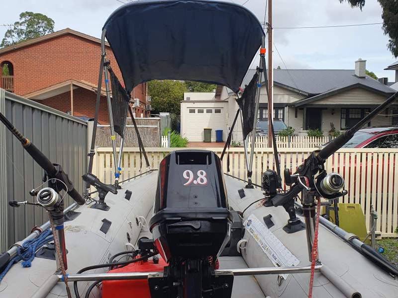 Takacat 340S Boat, foldable trailer, 9hp Tohatsu. Ready to roll
