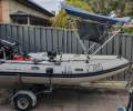 Takacat 340S Boat, foldable trailer, 9hp Tohatsu. Ready to roll