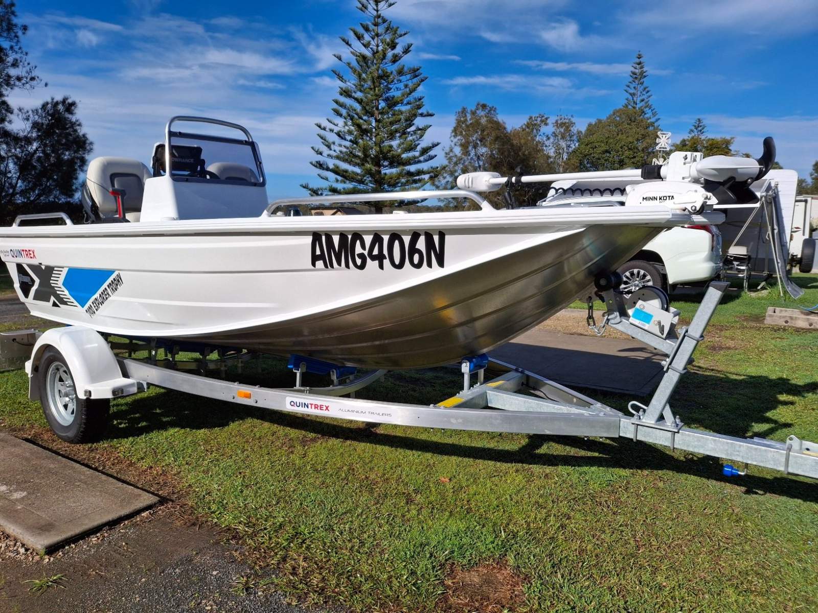 Quintrex 400 Explorer Trophy 2024 side console model in excellent condition