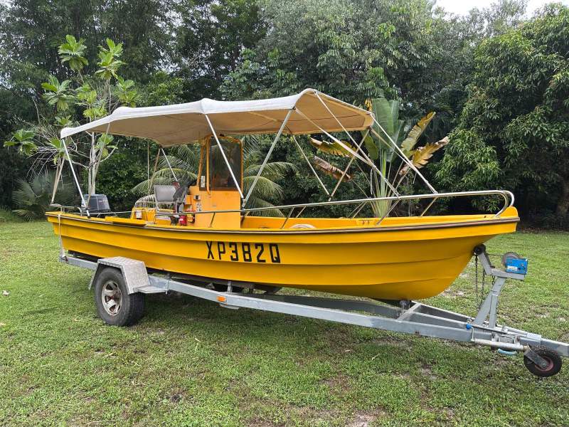 Dolphin 6.2 Poly Longboat on trailer