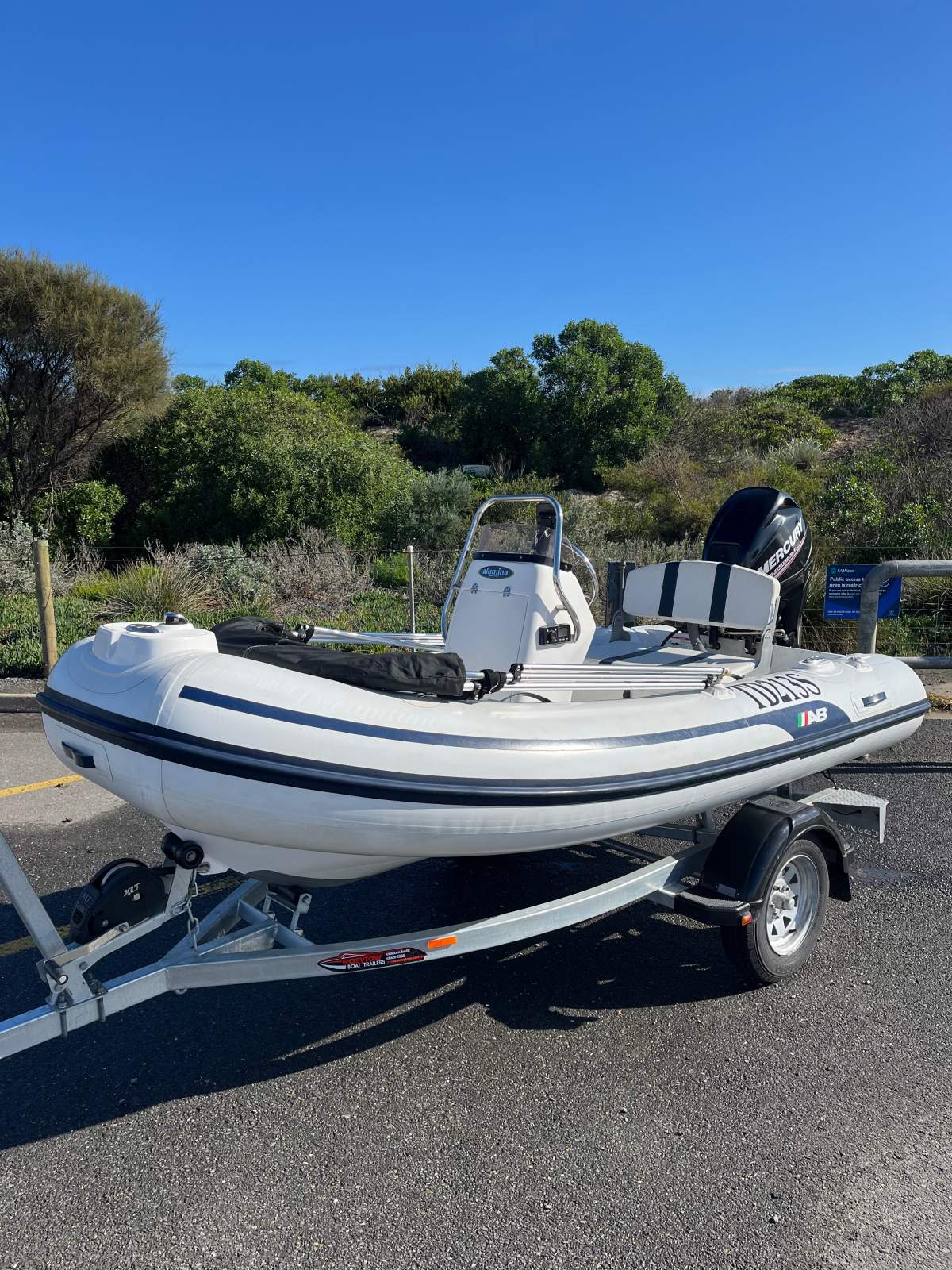 AB Inflatables Alumina ALX 11 Centre console, 30hp Mercury, Easytow trailer