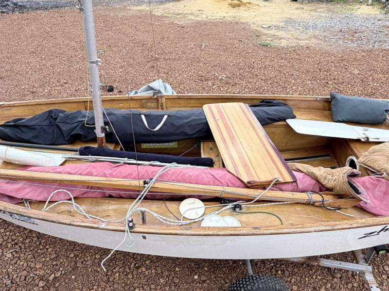 Mirror Sailing Dinghy dingy for sale with dolly and 2 sets of sails