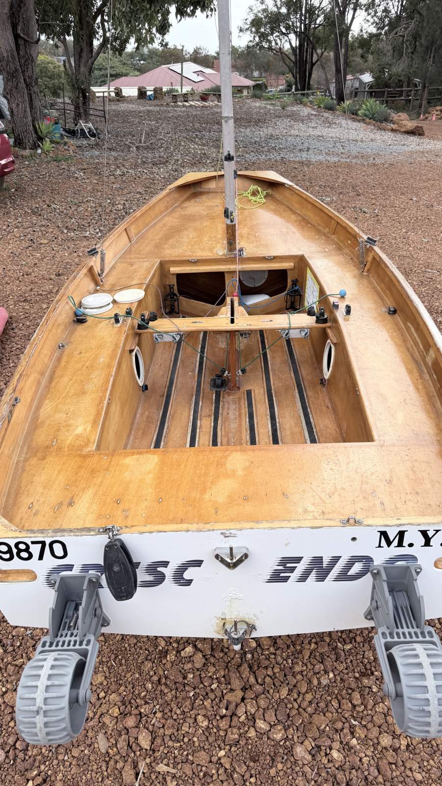 Mirror Sailing Dinghy dingy for sale with dolly and 2 sets of sails