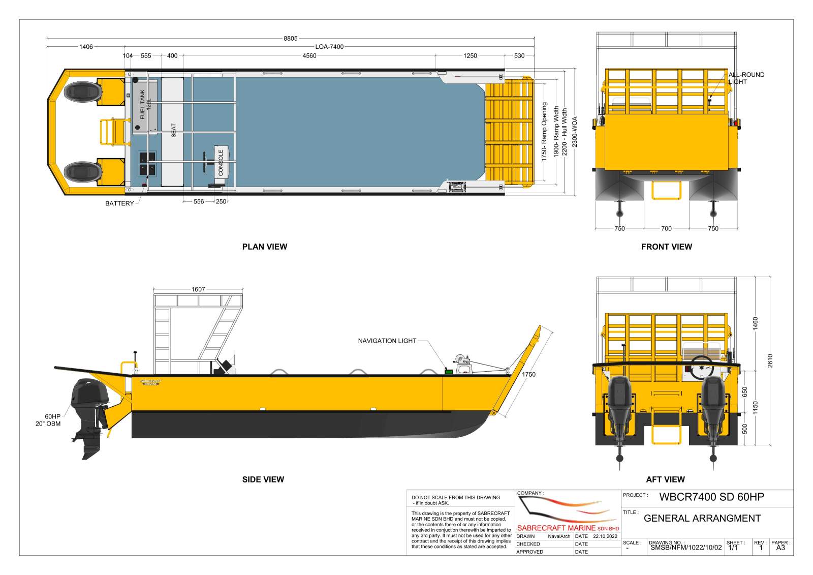 Stalwart Marine WBCR7400 Catamaran Work Boat With Ramp