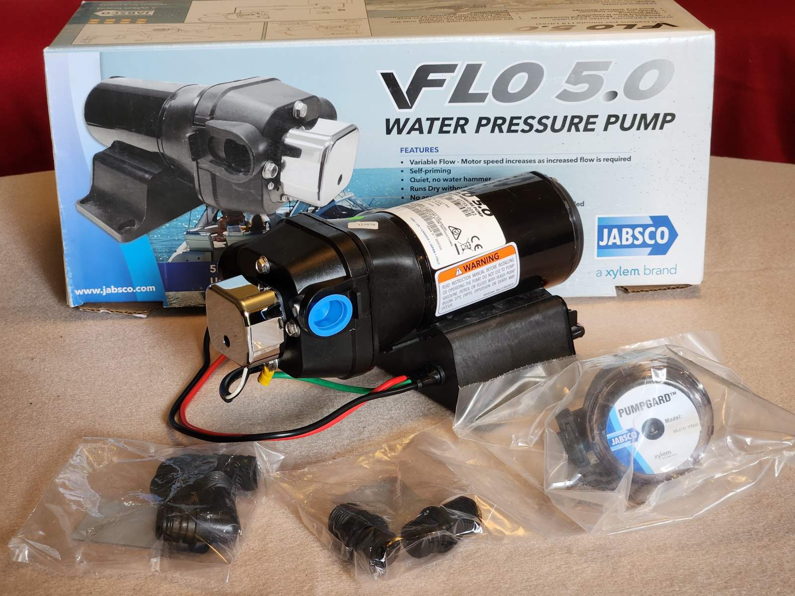 Jabsco VFLO 5.0 variable flow water pressure pump NEW