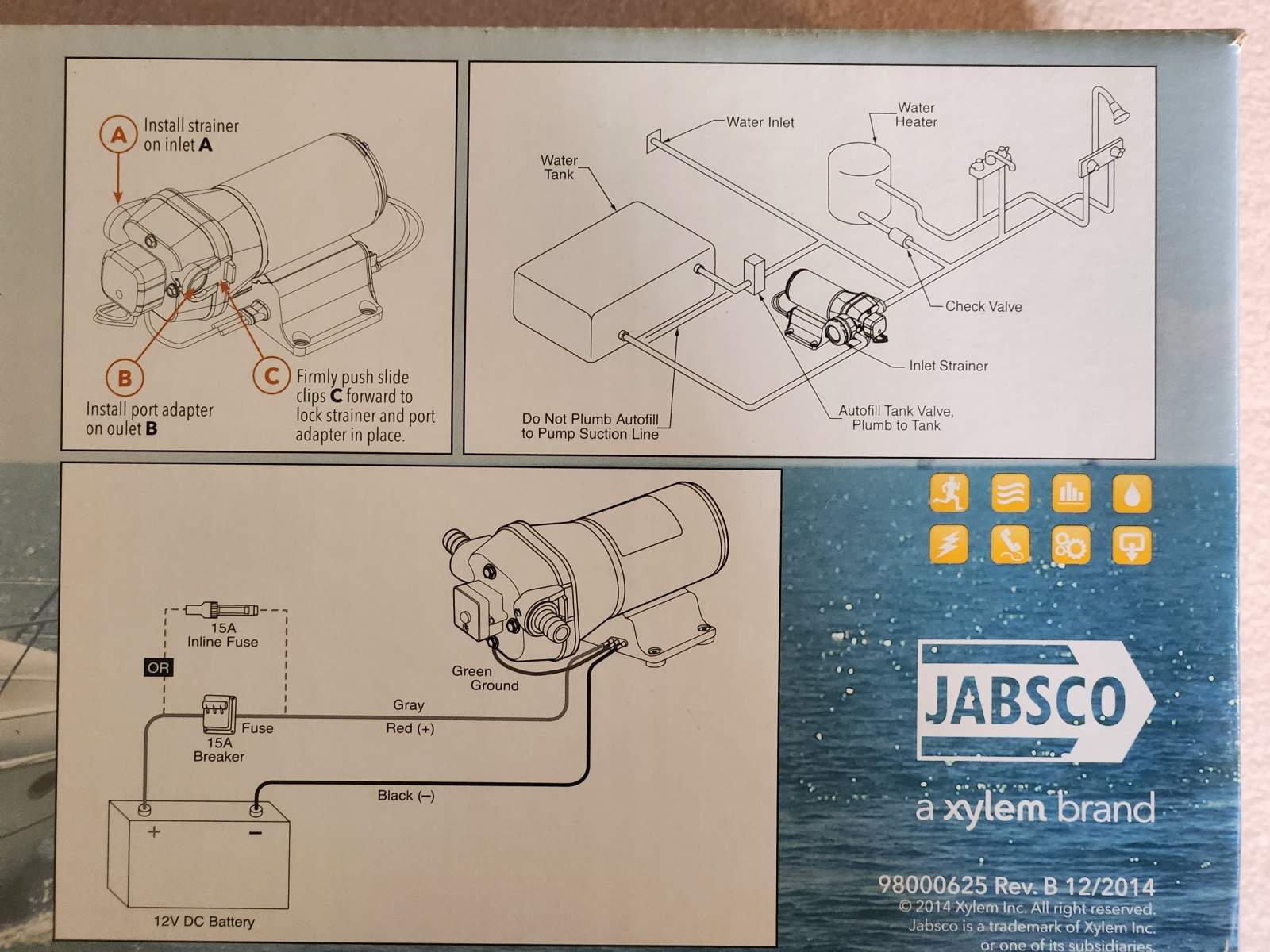Jabsco VFLO 5.0 variable flow water pressure pump NEW