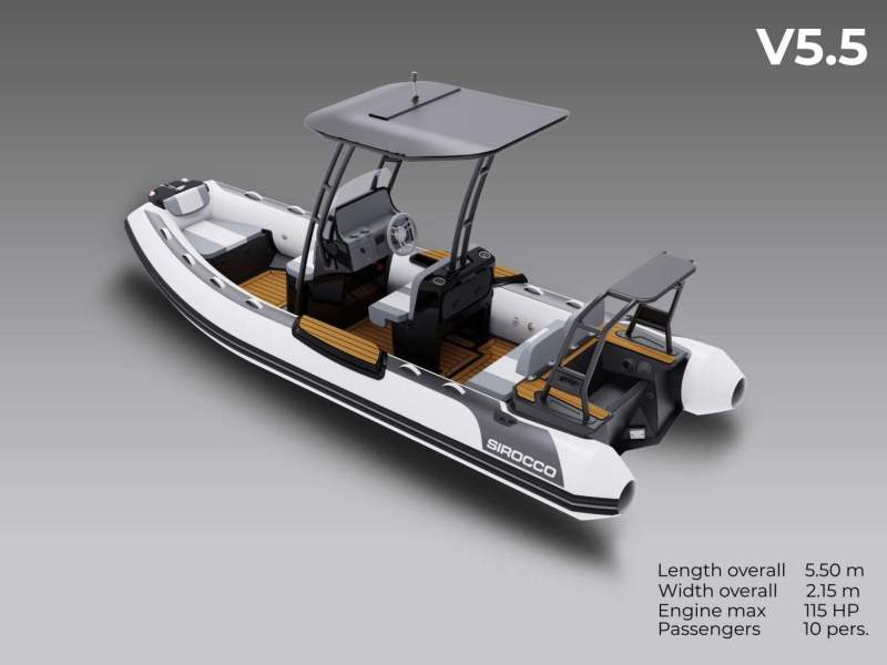 Sirocco V550 European made alloy centre console rib hypalon