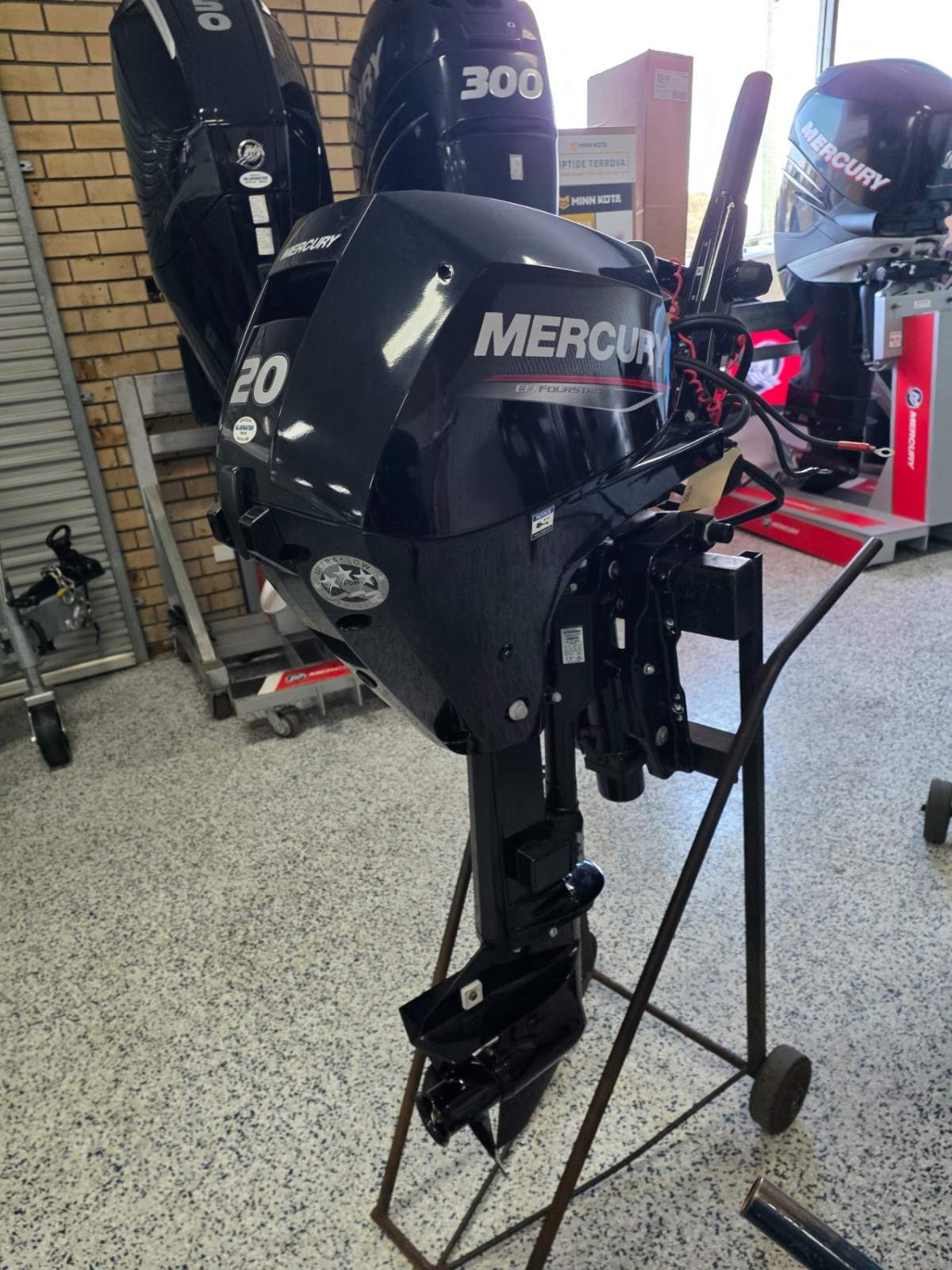 20hp Mercury four stroke, elec start & pwr tilt 28 hours