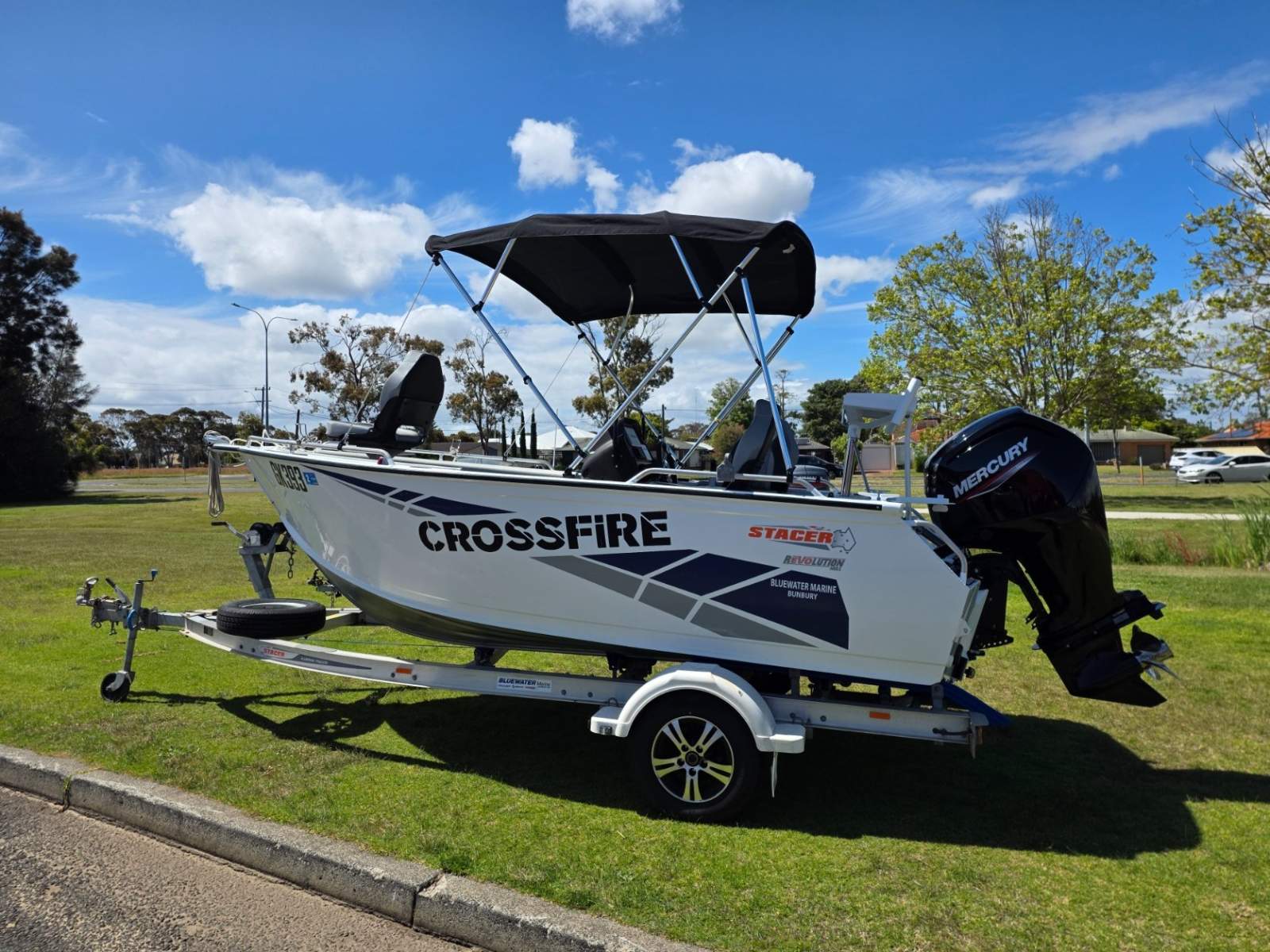 Stacer 469 Crossfire 80hp Mercury four stroke & alloy trailer