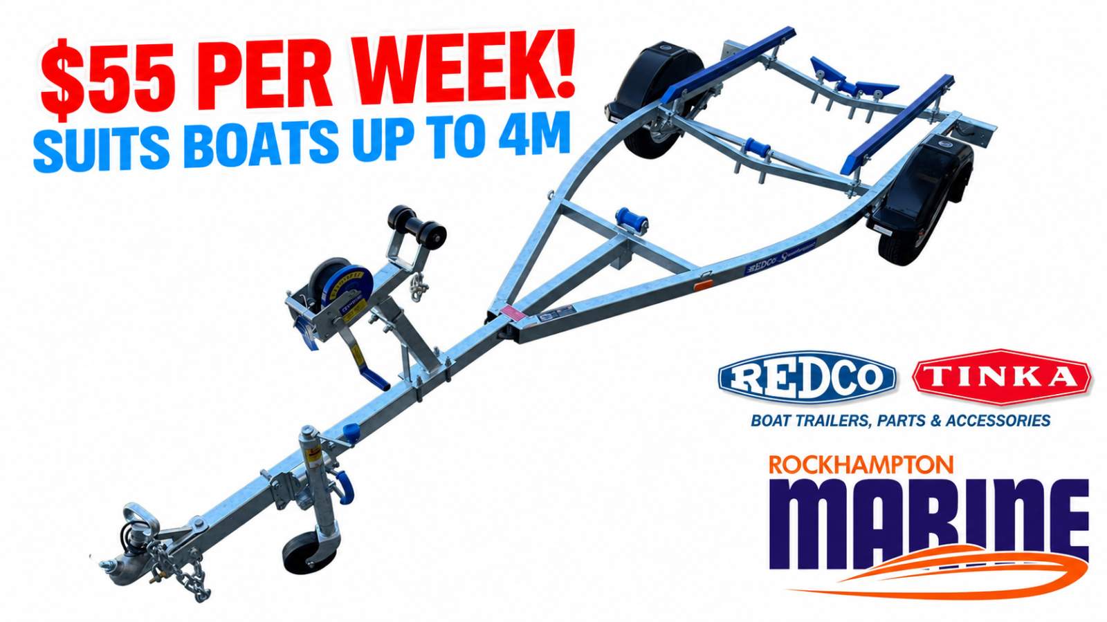 REDCO RE1213 GALVANISED BOAT TRAILER TO SUITS BOATS UP TO 4M!!