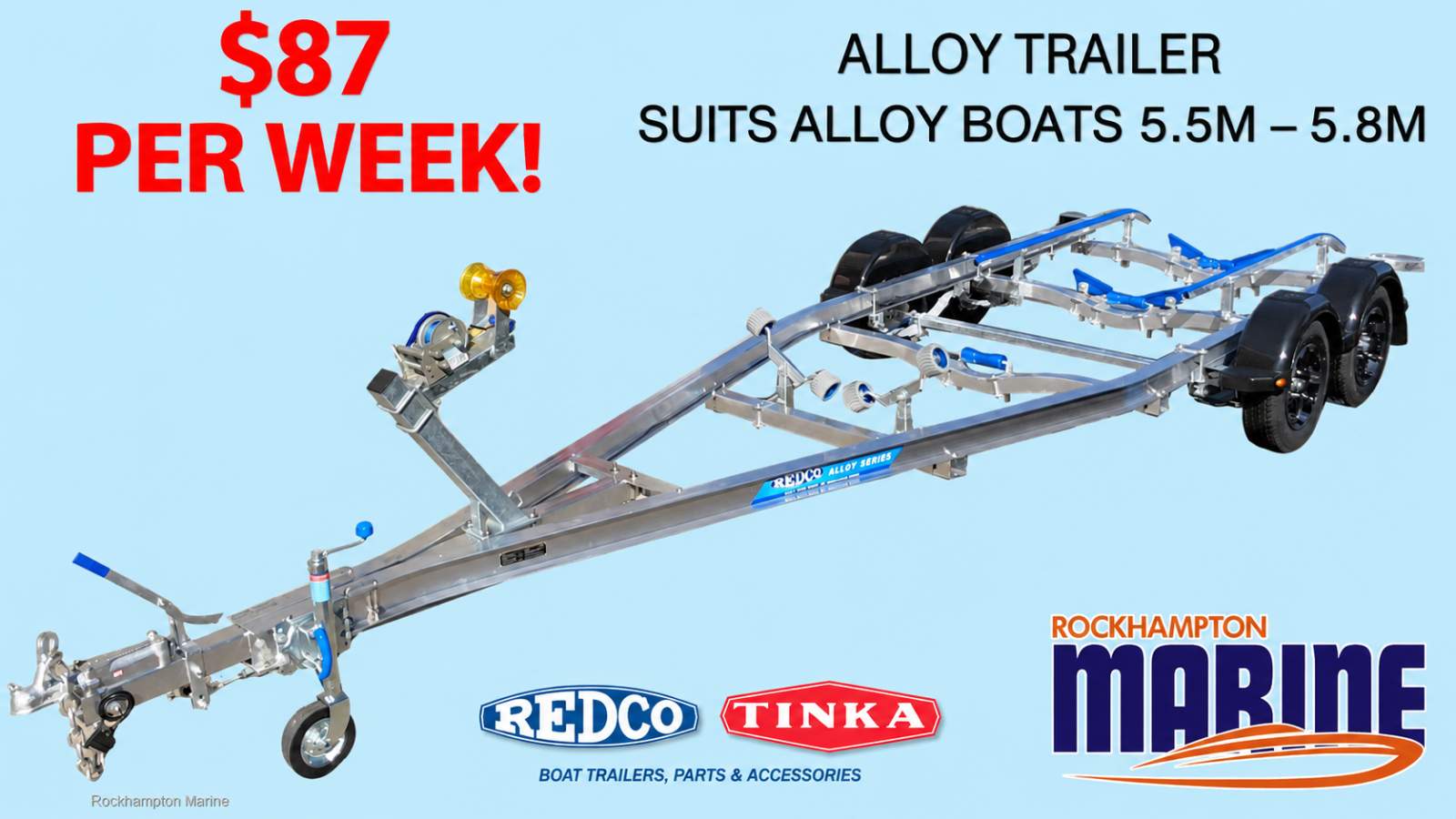 REDCO TA600TMO-B ALLOY BRAKED BOAT TRAILER TO SUIT ALLOY BOATS 5.5M-5.8M!!