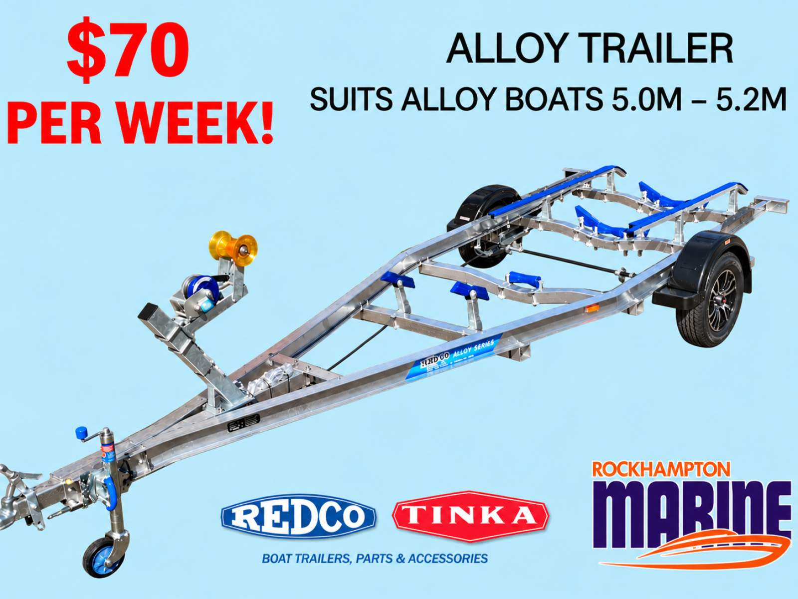 REDCO TA500MO-B ALLOY BRAKED BOAT TRAILER TO SUIT ALLOY BOATS 5.0M-5.2M!!!