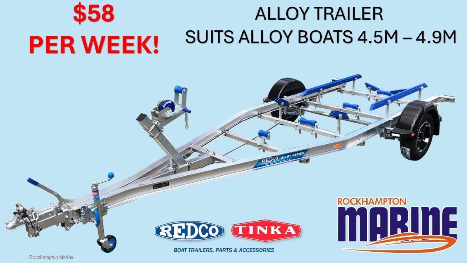REDCO TA480MO-B ALLOY BRAKED BOAT TRAILER TO SUIT ALLOY BOATS UP TO 4.9M!!!